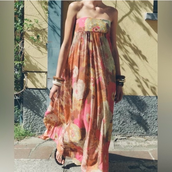 Zara Printed Floral Maxi Dress - Picture 4 of 10